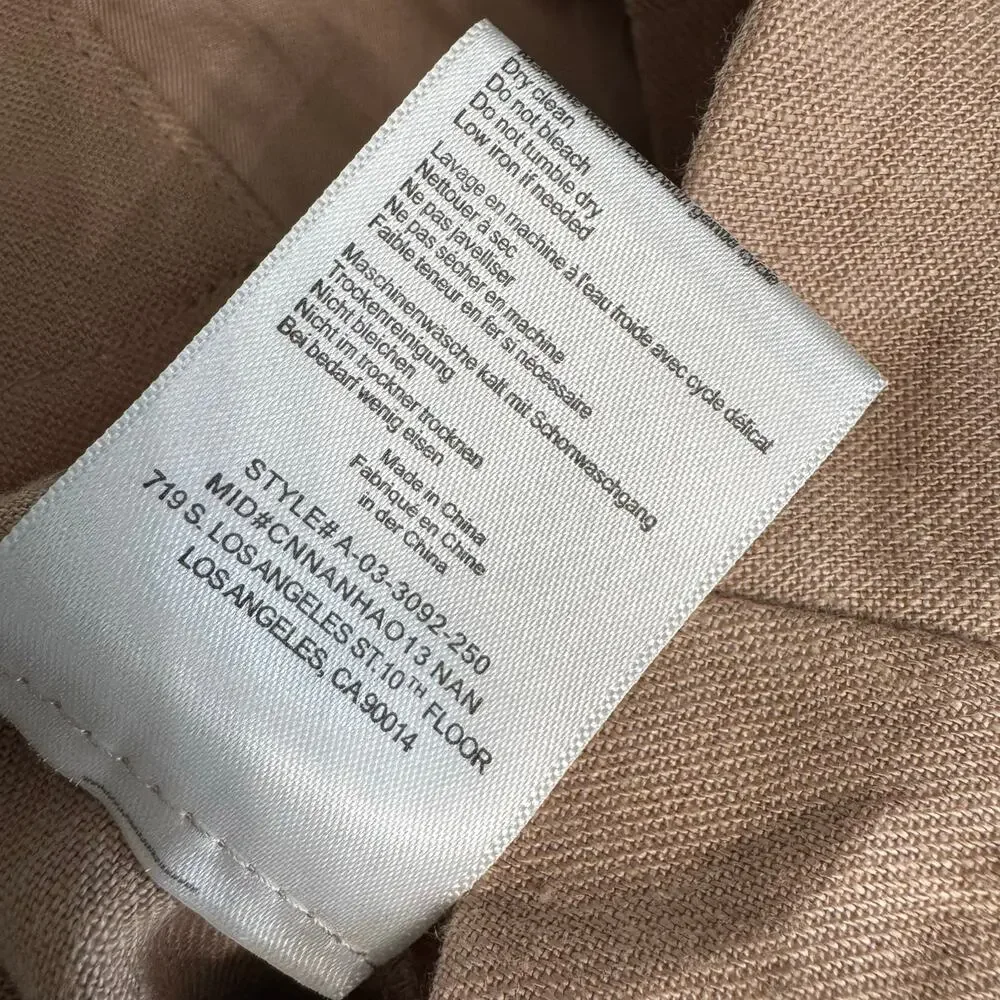 ANINE BING Thalia Linen Trouser Relaxed Pant Casual Wardrobe Minimalist Sz 30